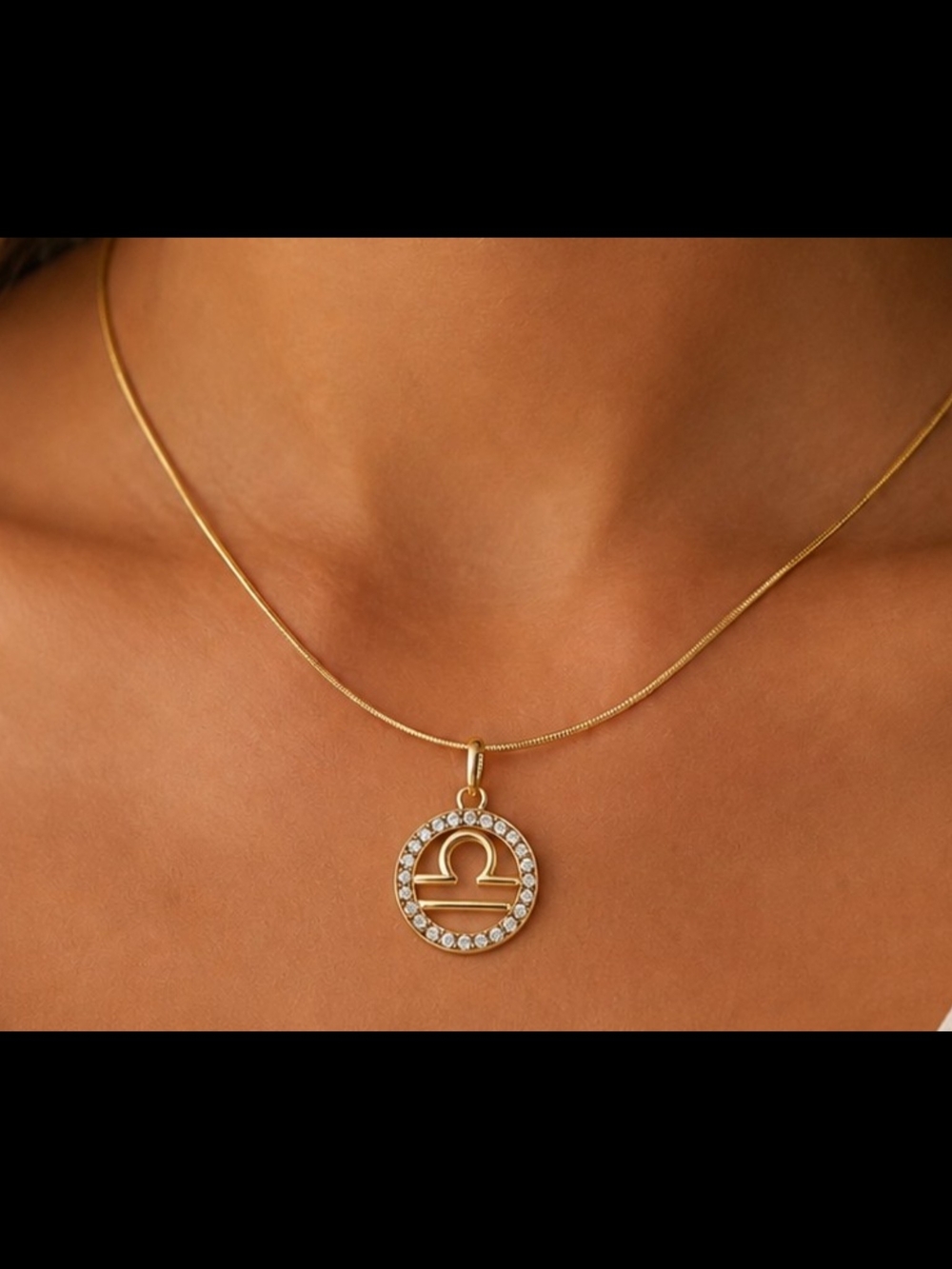 Libra Zodiac Necklace Astrology Gift September October Birthday Crystal 18KGP